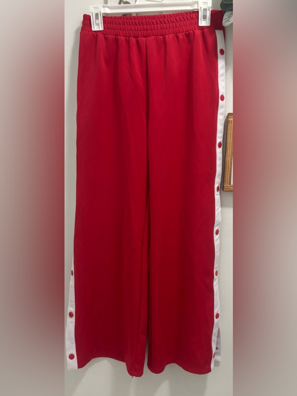 art class Red Wide-Leg Track Pants with Snap Side Trim